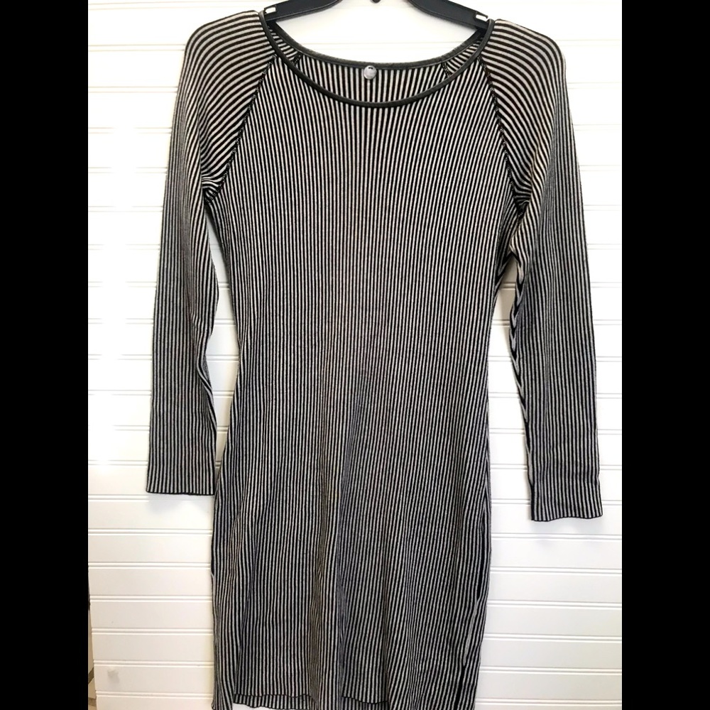 Margaret O’Leary Striped Sweater Dress Scoop Neck